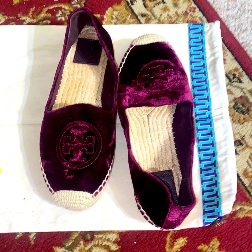 TORY BURCH VELVET PLATFORM ESPADRILLE